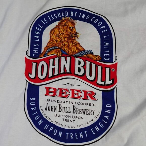 Vintage John Bull Beer T-shirt Medium White Double Sided Screen Stars Old Stock - Picture 1 of 5